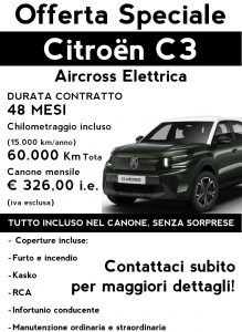 Offerta noleggio Citroen C3 elettrica